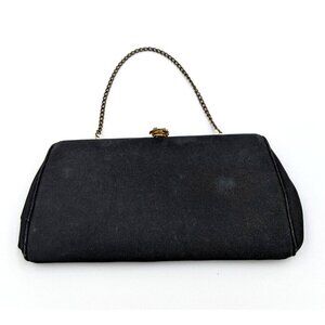 Vintage Harry Levine Handbag Purse Black Lined Kiss Lock HL made in USA